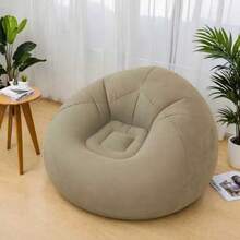 1pc Inflatable Sofa, Inflatable Lazy Sofa, PVC Single Spherical Sofa, Foldable Outdoor Leisure Sofa Chair (Bulk Goods With Gray And Black Bottoms, Shipped Randomly) - Khaki - View 4