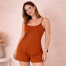 Women's Short Jumpsuit In Viscose/Lycra Fabric, Sleeveless Tank Top, Summer Style, Stretchy - 查看 3