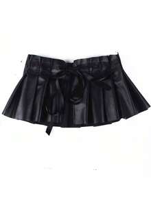 Vintage Tie-Up Waist Sash, Ruffle Hem Design, Slimming And Elongating Versatile Waist Skirt - Multicolor - View 3