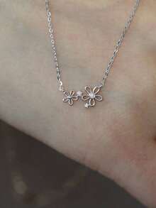 1 chiếc dây chuyền mặt dây hình hoa rỗng tối giản bằng bạc Sterling S925 đính đá Zirconia, món quà trang sức đa năng dành cho phụ nữ, bạn gái, quà sinh nhật. - Hoa rỗng ruột 1 - Xem 6