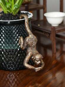 树脂攀爬猫和悬挂猴雕像 - 耐候青铜色饰面 - 适用于花盆、栅栏或喷泉的精美装饰 - 可爱的动物雕塑，点亮您的花园 - 宠物主人和园艺爱好者的理想礼物 - A - 查看 8