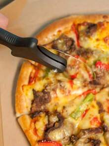 Cortador de tarta, molde de pizza, cortador de pizza, masa de pizza, cortador de masa, cuchilla de cortador de pizza, pala de pizza, cortador de pizza para pasta, cortador de pizza, cortador de tarta - Cortador de rueda de pizza Hyndla, cortador de pizza de acero inoxidable ergonómico con protector para el pulgar - Plata Negro - Ver 4