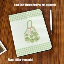 Book Slot Tablet Protective Case, Pencil Slot, Anti-Drop, Slim Full Protection, Precise Cutouts. Classic Black With White Polka Dots Pattern. Fresh Light Green Plaid And Polka Dots Background. Suitable For IPad Mini 4/5/6, 9.7/10.2/10.5/10.9/11/12.9/13 Inch, Pro/Air 4/5/6/7, 10th/11th Gen, And Galaxy Tab A7Lite/A8/A9/A9Plus/S6Lite/S7/S8/S9/S10/S11/FE/Plus Series. - Multicolor - View 2