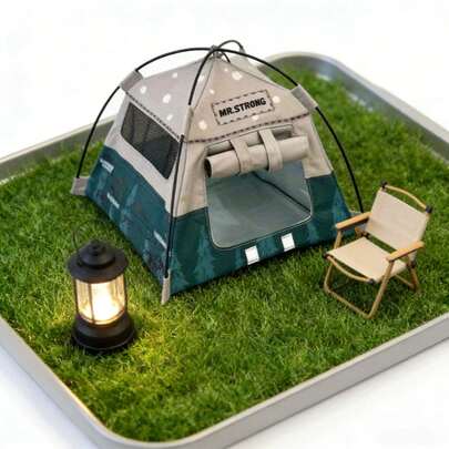 Bộ mô hình lều cắm trại mini tí hon, hoàn hảo cho Giáng sinh, Halloween, Phục sinh, đồ trang trí thủ công bằng nhựa vinyl, nhà búp bê, cắm trại ngoài trời và trang trí để bàn.