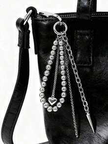 Elegant Metal Faux Pearl Beaded Keychain Heart Shape Tassel Decoration Pendant Jewelry Bead Bag Chain Gifts Phone Accessories Gifts For Women Personalised Gifts Funny Gifts Gifts For Men Men Gifts Gifts For Boyfriend Phone Charm ZI83 - 銀色 - 查看 5