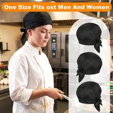 3 Pack Tie Back Chef Hats, Adjustable Chefs Hats Adults Chefs Bandana Skull Cap Breathable Cooking Hat Men Women - View 5