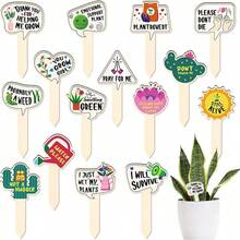 15pcs Funny Wooden Plant Identification Tags | Quirky Humorous Quotes Plant Labels, Cute Gardening Markers, Waterproof Retro Country Style Decor, Creative Matching Succulents, Potted Plants, Yard, Garden Ornaments, Great Gift For Plant Lovers - A - View 2