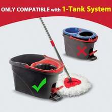 Spin Mop Replacement Set For O-Ceda EasyWring 1-Tank System Includes 2 Mop Head Replacement 1 Mop Handle 30-58in Adjustable 4-Section Pole 1 Scrubber Head 1 Spin Base - 紅白 - 查看 2