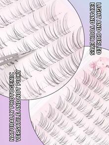 80pcs Eyelash Extension Clusters, No Glue Needed, Suitable For Dates, Transparent & Natural Fluffy Appearance, Glue-Free Eyelash Clusters - C - View 4