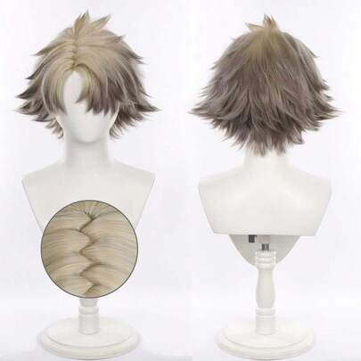 12Inch Short Flaxen Dyed Rudo Wig Gachiakuta Cosplay Synthetic Anime Halloween Party Heat Resistant Hair Wig