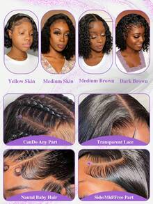 22英寸蕾丝前假发，真人发，预先拔毛，带婴儿发，150密度，真人发假发，直发，13x4透明蕾丝前假发，自然黑色，女士款（8-24 26 28 30英寸） - Natural Black - 查看 4