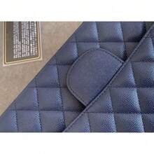 Dark Blue Quilted Leather Shoulder Bag – 26x16x7 Cm Handmade Chain Crossbody Bag With Turn-Lock Closure And Dust Bag - Dark Blue - 查看 5