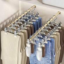 10pcs Clothes Hanger Set: Steel Hangers For Hanging Shirts, Pants, Skirts And Other Garments. Rotatable Hangers With Adjustable Non-Slip Clips, Convenient To Use (Max Length 17cm/6.69in) - Multicolor - View 8