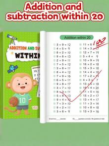 加减法心算练习册，数字1-100，数学记忆技巧，万圣节、复活节教育礼物 - 彩色 - 查看 3