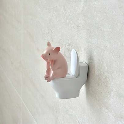 Cute Pig-Shaped Toilet Decor, Funny Pig-Shaped Toilet Decoration, Unique Creative Desktop Decor, Toilet Pig, Suitable As A Prank Gift, Applicable For Bathroom And Toilet