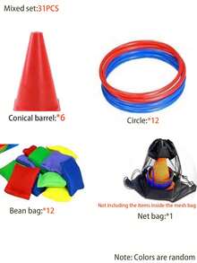 19件/21件/31件户外投掷球多人游戏，集体套圈游戏，团队建设训练器材，儿童节派对游戏道具，嘉年华套圈多人游戏，家庭儿童游戏 - 彩色 - 查看 14