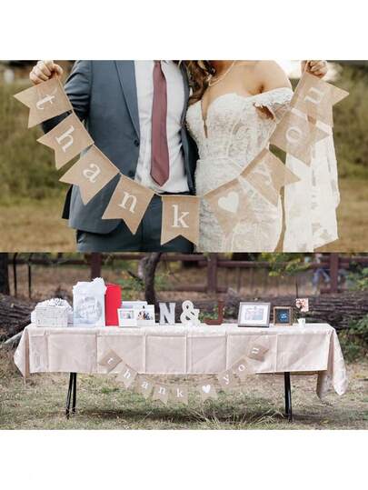 Flaga lniana w stylu vintage z pustym sercem "Thank You Hollow Heart", baner na przyjęcie weselne w stylu Ins Mori, dekoracja na przyjęcie urodzinowe z okazji Święta Dziękczynienia, dekoracja stołu deserowego na trawniku, sesja zdjęciowa na świeżym powietrzu, dekoracja atmosferyczna proporczyka