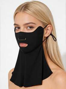 Khẩu trang chống nắng toàn mặt và cổ, chống tia UV UPF50+ bằng lụa băng, thoáng khí với thiết kế mở tiện lợi để uống và ăn, chất liệu lụa băng mát lạnh, bảo vệ mắt 3D, dây đeo tai có thể điều chỉnh, không làm trôi lớp trang điểm. - Mũi hở - Xem 2