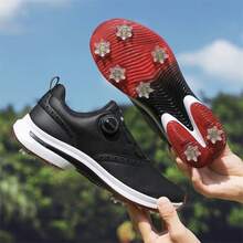 Men's Golf Casual Sports Shoes - Black With Studs - View 1