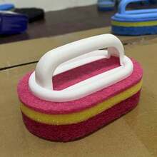 Bộ 1 cọ rửa bằng mút xốp mới năm 2026 có tay cầm, màu xanh dương + đỏ, dày dặn, thích hợp để vệ sinh nhà bếp, phòng tắm, gạch men, nồi chảo và bồn rửa. - A - Xem 7