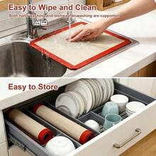 2 Pieces Silicone Baking Mat Non-Stick Canvas Baking Sheet Baking Mat (40 X 30 Cm) - Multicolor - View 5