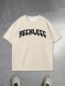 男士复古暗黑风格字母印花圆领短袖T恤 - 彩色 - 查看 2