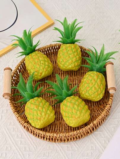 4 piezas Modelo realista de piña, decoración de piña realista, decoración del hogar, accesorios de fotografía, adecuado para el hogar, fiestas, vacaciones, bodas, mesa, fotografía