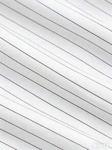 Women's Elegant Long Sleeve Striped Shirt With Collar Button, Regular Fit Spring White - White - View 5