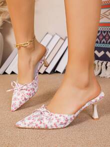 性感女士小猫跟鞋，尖头漆皮细高跟红色婚鞋，伴娘鞋，百搭优雅成熟女士后系带凉鞋 - 紅色 - 查看 3