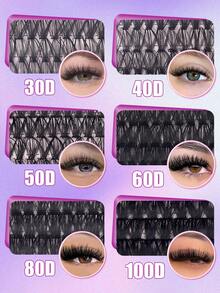 570片D型卷翘蓬松假睫毛套装，大容量DIY假睫毛套装，适合初学者，持久耐用，混合单根假睫毛款式，DIY睫毛簇，在家轻松打造迷人双眸，美容必备，大容量假睫毛套装，适合旅行、日常佩戴（适合初学者）、婚礼、约会、派对、节日，也是圣诞节/万圣节/送礼的理想假睫毛套装。 - 查看 7