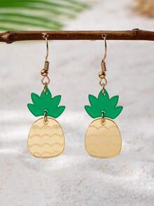 1 Pair Acrylic Pineapple Dangle Earring For Women, Tropical Fruit Theme Jewelry For Vacation And Daily Wear - Pineapple Pendant Earrings - View 4
