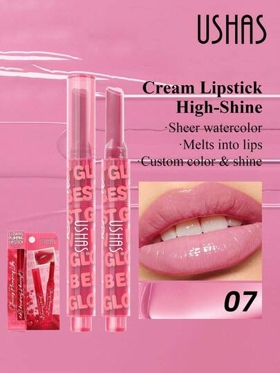  USHAS Lipstick Pen, Long-Lasting, Waterproof, Easy To Apply, Mirror Gloss Finish, Press Design, Portable, Suitable For All Skin Types