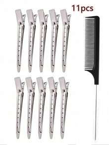 20 st. hårspännen med stylingkam, 3,5 tums hårspännen i metall med krokodilmönster, hårspännen i metall med lockar, hårspännen i metall, näbbspännen, med 1 st. stjärtkam, för kvinnor, frisör och smink - Multifärgad - Visa 11
