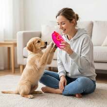 1pc Large/Medium Dog Treat Ball, Anti-Boredom Chew Toy, Slow Feeder Puzzle Ball - Red - View 1