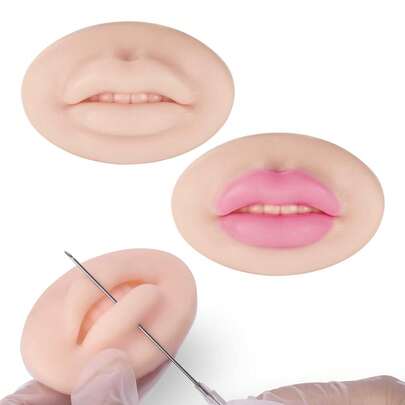 2pcs 3D Silicone Lip Tattoo Practice Skin, Reusable, For Lip Tattoo Practice