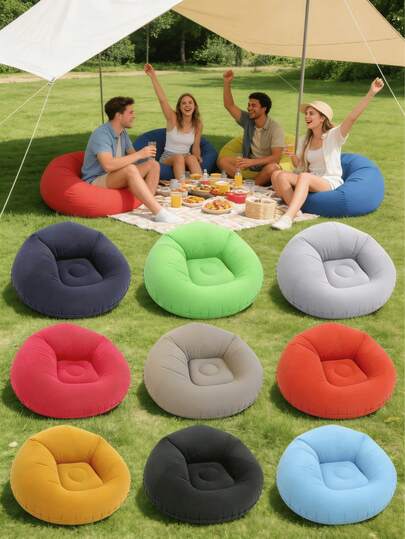 1个便携式充气户外休闲椅。柔软舒适的球形懒人沙发椅 | 透气PVC材质，符合人体工学设计，现代座椅，轻巧结构，紧凑型座椅，可折叠充气户外休闲躺椅沙发，适用于客厅、阳台、露营、野餐、户外座椅、露营椅，球形设计，紧凑型家具，易于携带，耐用材质，可折叠沙发，旅行者，露营者，礼品，蓬松懒人沙发，充气泵需另行购买