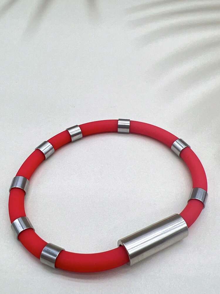 1 pieza Pulsera de silicona con iones negativos antiestática, pulsera de energía para deportes interiores/exteriores, accesorio de muñeca minimalista y de moda unisex - Multicolor - Añade 14