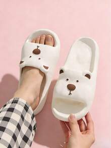 儿童厚底室内拖鞋，卡通软底防滑浴室拖鞋 - 白色 - 查看 2