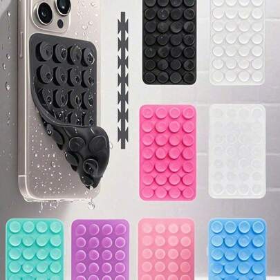 1pc Double-Sided Silicone Suction Cup Phone Case Stand, Suction Cup Phone Holder, Octobuddy Sticky Phone Stand, Sticky Phone Holder, Suitable For Women's Phones, Mini Wallets, Card Holders