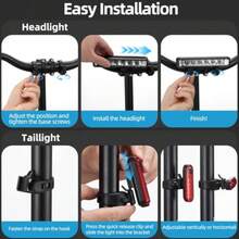 Super Bright 6 LED Bike Lights for Night Riding Rechargeable Bicycle Lights Waterproof Bike Headlight for Adults High lumens Bike Headlight and Tail Light Set for Ebike MTB Cycling Commuting - Negro - Ver 8