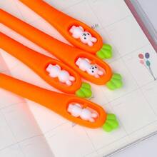 10pcs/Set Cute Cartoon Simulated Radish/Carrot Rabbit Neutral Pens, 2 Styles Available, High-Quality Student Stationery, Creative Personalized Holiday Gift Black Ink Pens, Suitable For Students - Back To School Season - Sets - View 9