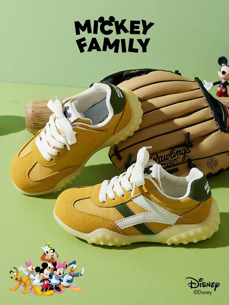 Authorized Collaboration With Mickey Mouse | A Pair Of Disney Children's Sneakers, Suitable For Daily, Festival, Sports, And Outdoor Wear. It Fits The Foot Comfortably, Is Anti-Slip, Wear-Resistant, And Breathable (Boys' Sneakers, Boys' Board Shoes, Children's Sneakers, Girls' Sneakers, Girls' Board Shoes) - Yellow - View 1