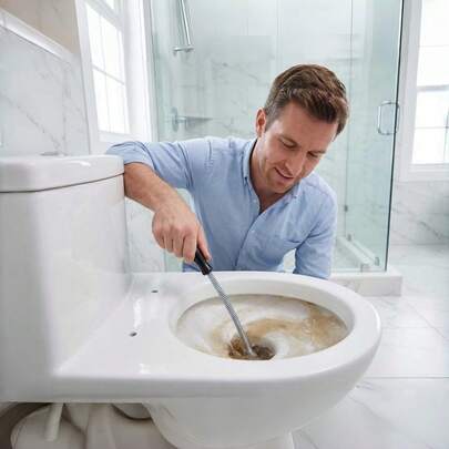 1支1米超长柔性金属管道疏通器，强力清洁水槽、马桶、浴缸排水管，可重复使用，符合人体工程学手柄，适用于家庭浴室厨房管道疏通。