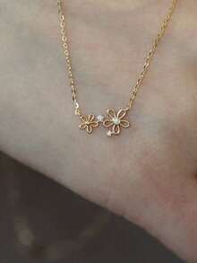 1 chiếc dây chuyền mặt dây hình hoa rỗng tối giản bằng bạc Sterling S925 đính đá Zirconia, món quà trang sức đa năng dành cho phụ nữ, bạn gái, quà sinh nhật. - Hoa rỗng ruột 1 - Xem 4