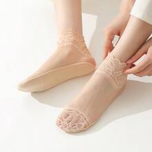 chuanwa（2） 1/5/10 Pairs Of Women's Lace Transparent Lolita Invisible Spring And Summer Thin Non-Slip Short Ankle Socks - Multicolor - View 21
