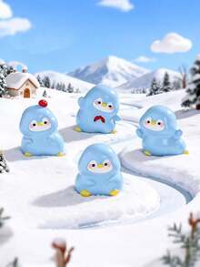 1/4/6/7/8件套迷你可爱企鹅摆件，企鹅装饰品，桌面摆件，花园摆件，汽车摆件，雪景微景观摆件，适合作为朋友生日礼物、节日礼物、派对小礼物、新年盆栽、室内装饰、派对礼品袋填充物、复活节礼物、趣味礼物 - 彩色 - 查看 4