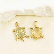 Mặt dây chuyền hình rùa biển nhỏ giọt dầu màu xanh dương, mạ điện, làm từ thép không gỉ 304, kèm phụ kiện trang sức DIY (1 cái/2 cái/3 cái), phụ kiện trang sức DIY hình rùa. - Hình ảnh - Xem 10