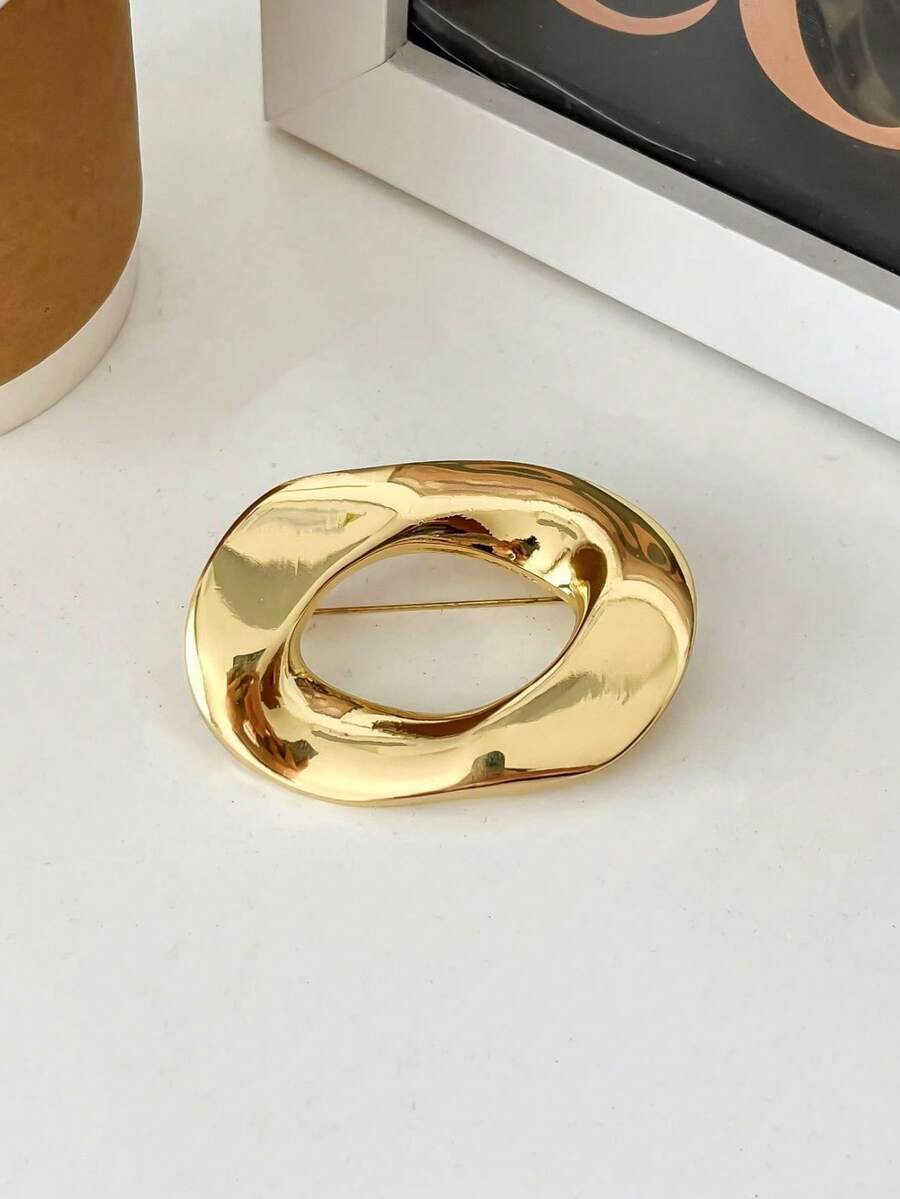 1件极简主义不对称金色女士胸针 - 幾何不規則 - 查看 1