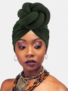 1/2pcs Women's 3D Braided Arabic Turban Hat, Versatile Headwear - White - View 12