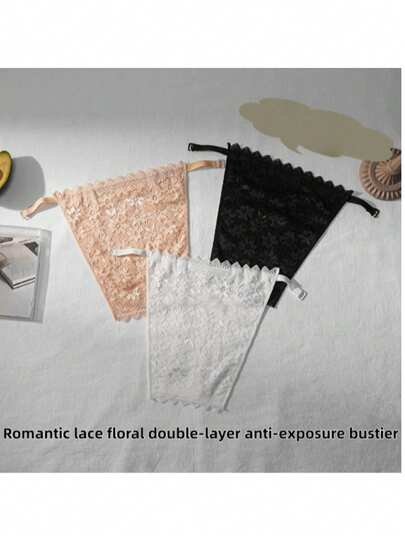 1pc Women's Black & White Floral Lace Detachable Modular Chest Cover, Adjustable 3-Tier, Random Color